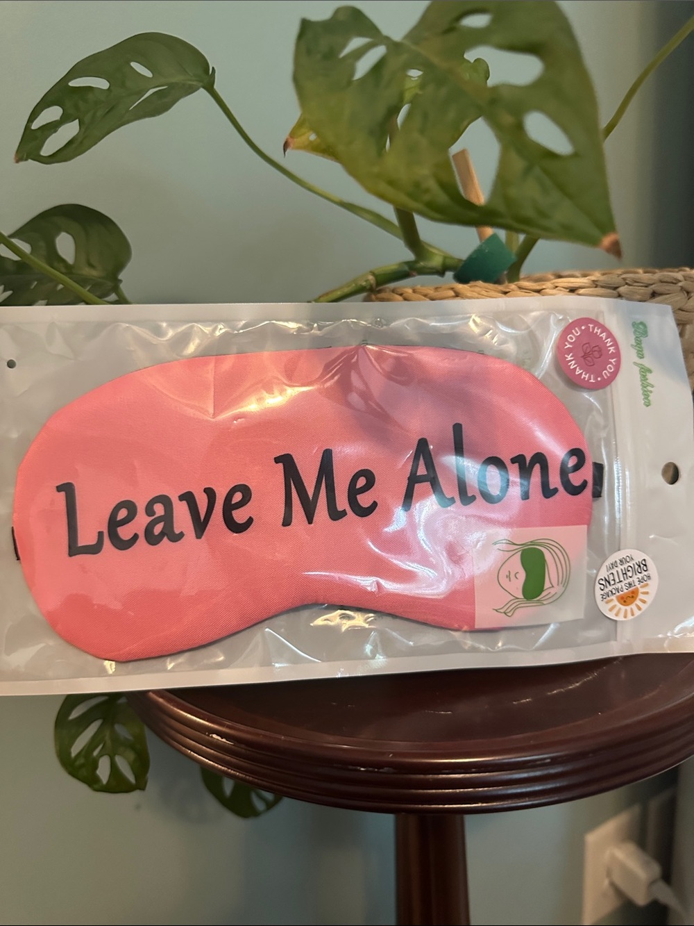Pink "Leave Me Alone" Sleep Mask